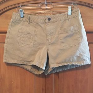 Old Navy Mid Rise Khaki Shorts.